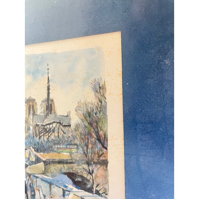 Vintage Parisian Cityscape Lithograph of the Notre Dame Cathedral in Paris For Sale - Image 10 of 10