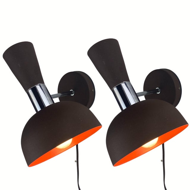 Mid-Century Dutch Brown Diabolo Wall Sconces attributed to Herda, 1970s, Set of 2 For Sale - Image 6 of 15