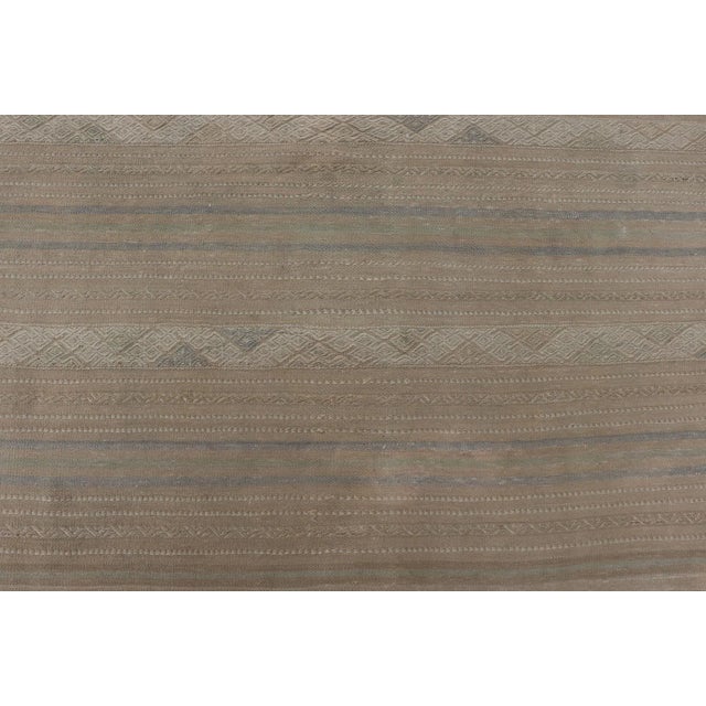 Brown Turkish Vintage Gallery Kilim Stripe Rug With in Tan, Taupe, and Earth Tones For Sale - Image 8 of 11