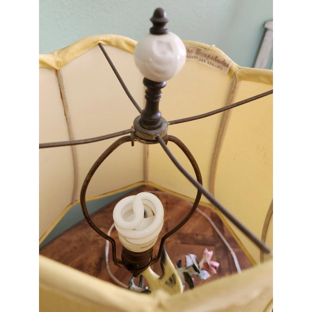 Vintage Early 20th Century Porcelain Table Lamp, Bird & Flowers For Sale - Image 10 of 13