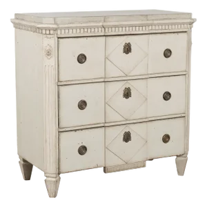 Gray Gustavian Swedish Chest of Drawers, Circa 1840-60
