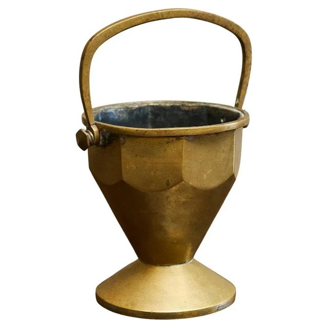 Gold Art Deco Basket with Handle in Patinated Brass Early 20th Century, 1940s For Sale - Image 8 of 8