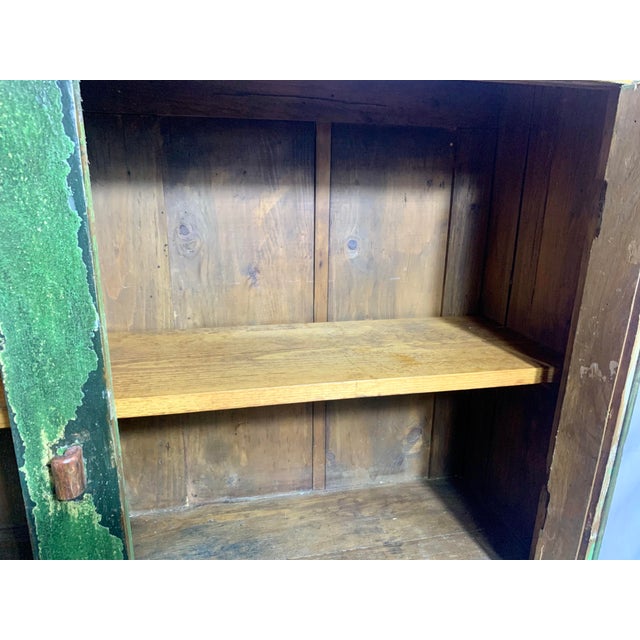 1871 Scandinavian Folk Art Step-Back Cupboard With Original Decorative Glass For Sale - Image 12 of 13