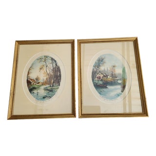 The Old Mill, 1920s, Watercolor, Set of 2 For Sale