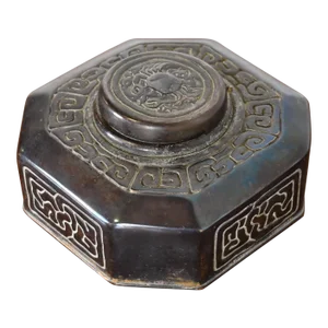 Tiffany Studios New York "Zodiac" Patinated Bronze Inkwell