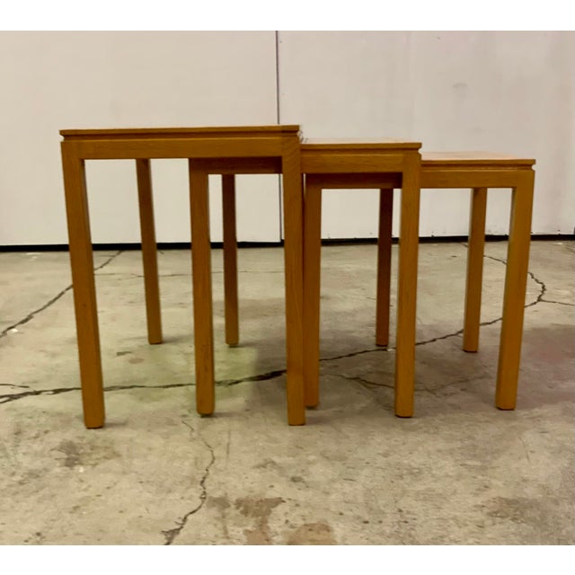Mid-Century Modern Danish Modern Teak Tile Top Nesting Tables by Willy Ryomgard Mobelfabriken For Sale - Image 3 of 12