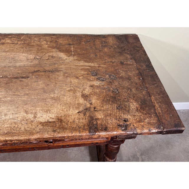 Rare Antique 17th/18th Century European Rustic Oak Hand Carved Refectory Table For Sale - Image 12 of 18