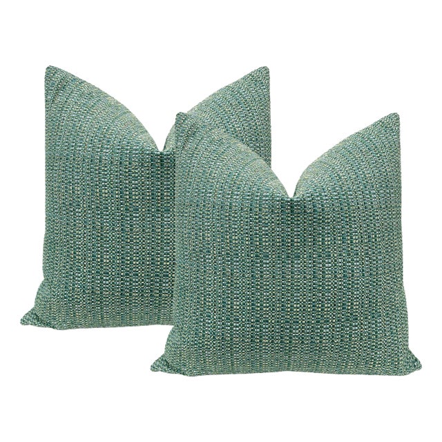 22" Jade Hepburn Tweed Pillows - a Pair For Sale