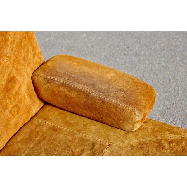 Suede and Steel Orange Sofa, 1970 For Sale - Image 4 of 18