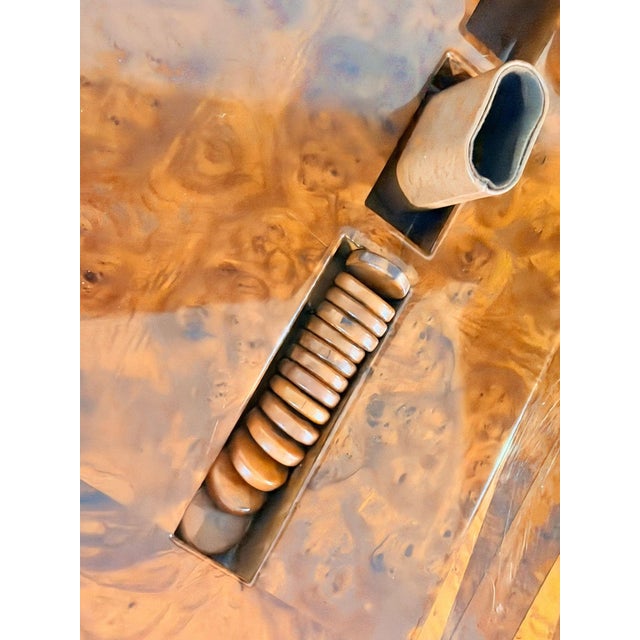 Karl Springer Burlwood and Chrome Backgammon Table, 1980 For Sale - Image 11 of 11