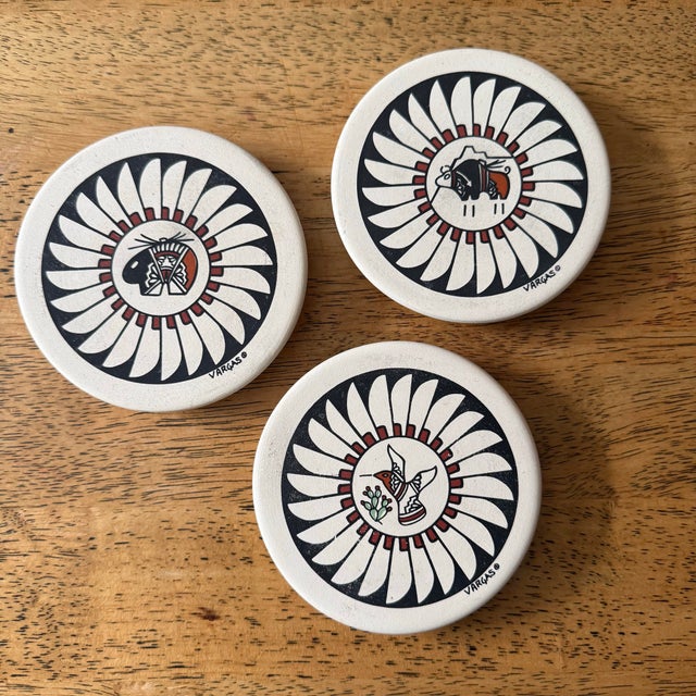 Late 20th Century Native American Acoma Pottery Coasters, Set of 3 For Sale - Image 4 of 6