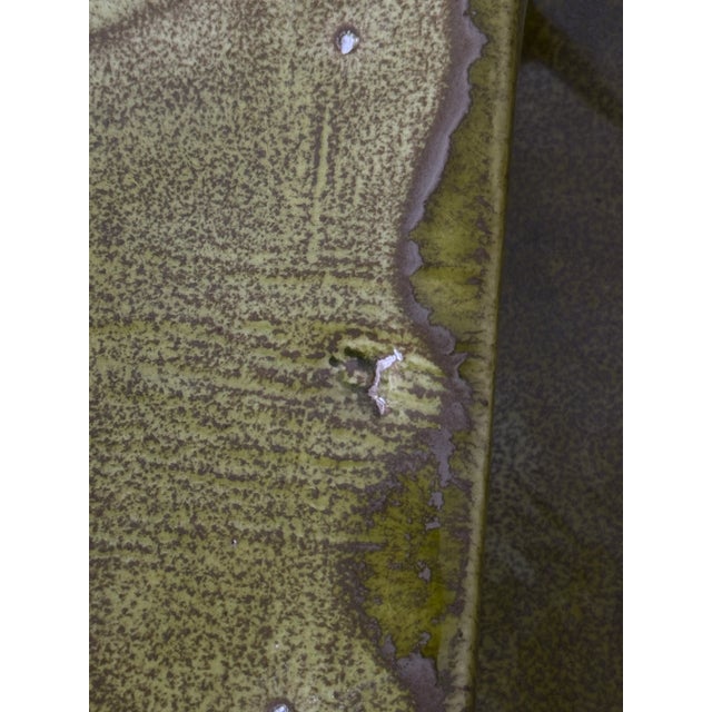 Ceramic Mid Century Avocado Green Ceramic Plate For Sale - Image 7 of 7