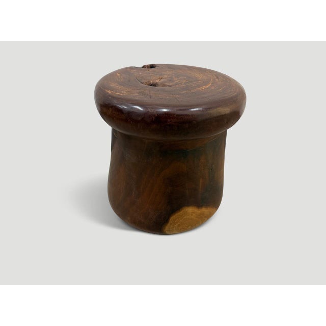 Andrianna Shamaris Century Old Teak Wood Side Table or Stool For Sale - Image 4 of 5