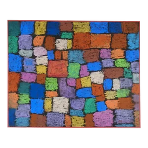 Mid 20th Century Abstract Color Block Pastel Painting