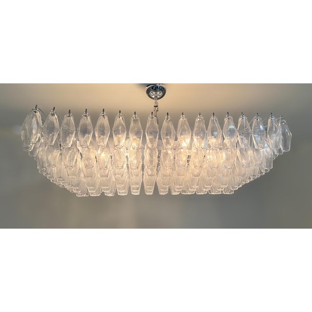Glass 21st Century Rectangular Clear Murano Poliedri Chandelier or Flush Mount by Fabio LTD For Sale - Image 7 of 7