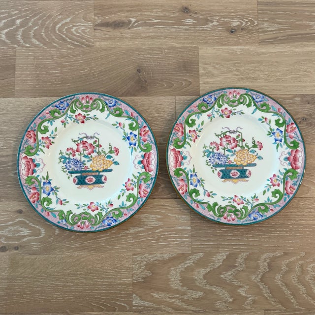 Ceramic Antique Minton Chinoiserie Porcelain Dinner Plates- a Pair For Sale - Image 7 of 7