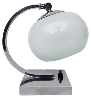 Small Vintage Art Deco Chrome-Plated Table Lamp with a White Glass Diffuser