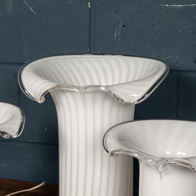 1980s Italian Murano Glass Table Lamps, 1980, Set of 3 For Sale - Image 5 of 12