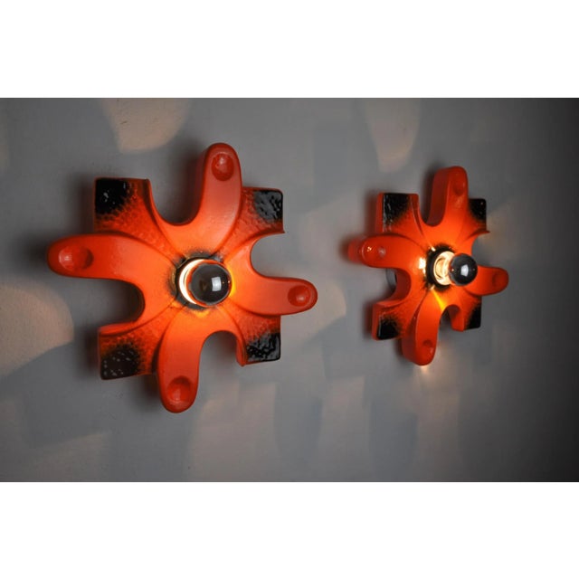 Puzzle Sconces in Red Ceramic from Hustadt Leuchten, Germany, 1960s, Set of 2 For Sale - Image 4 of 8