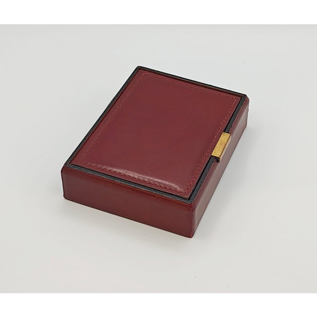 Hermès French Burgundy Stitched Leather & Brass Cards Box, 1970s For Sale - Image 4 of 8
