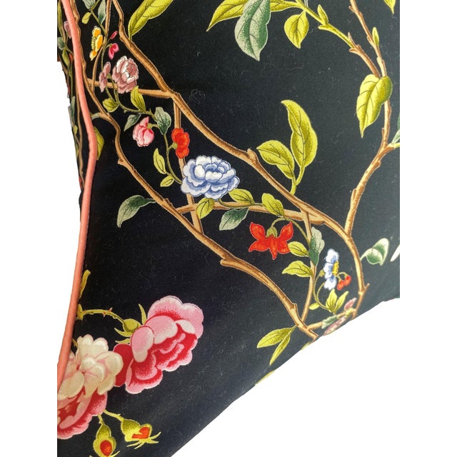 2020s Botanical Black Throw Pillow Cover For Sale - Image 5 of 5