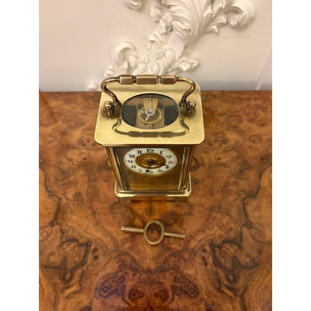 Late 19th Century Antique French Victorian Brass Carriage Clock, 1880 For Sale - Image 5 of 8