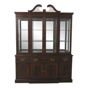 Stickley Chippendale Style Mahogany Breakfront China Cabinet