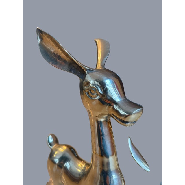 Vintage Solid Brass Large Deer Boho Bambi Fawn Doe For Sale - Image 9 of 11