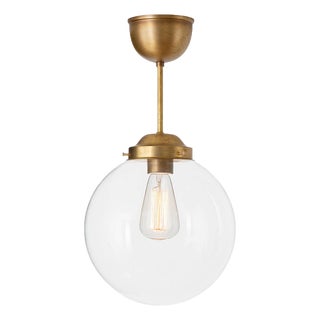 Raw Brass and Clear Glass Hanging Lamp from Konsthantverk For Sale