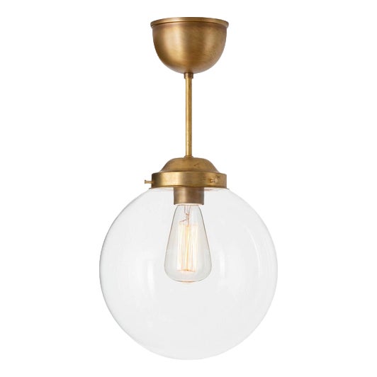 Raw Brass and Clear Glass Hanging Lamp from Konsthantverk For Sale