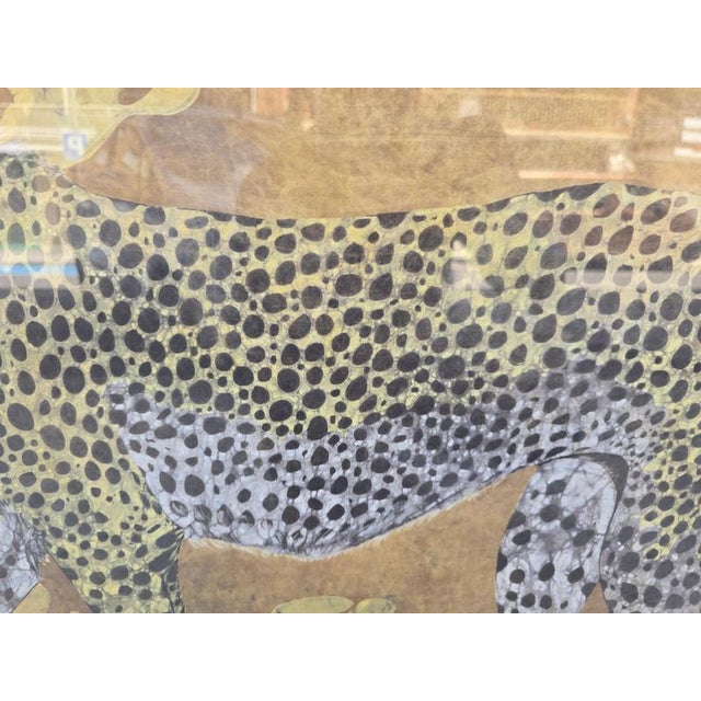 Brown Monumental African Batik Leopard Panels from Babo, 1977, Set of 2 For Sale - Image 8 of 15