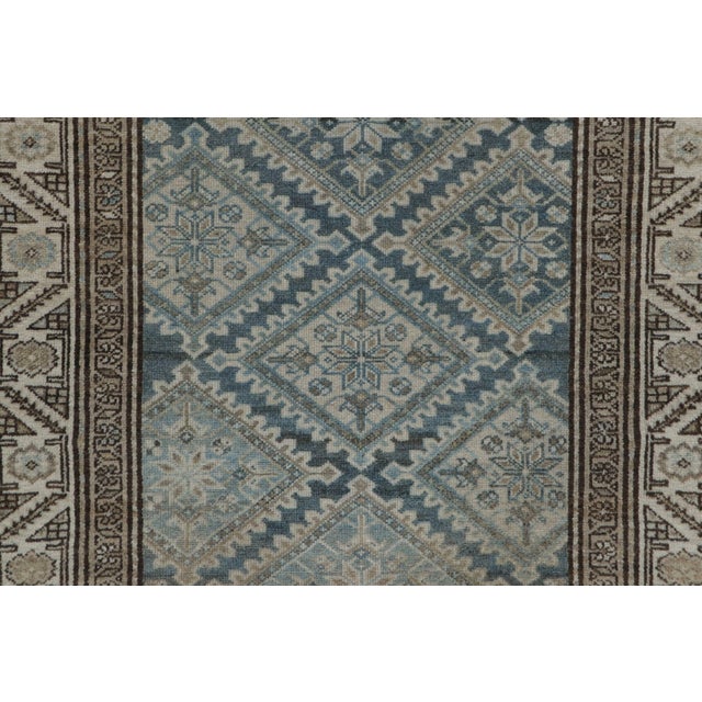 Traditional Antique Persian Malayer Rug in Blue, Beige and Cream Geometric Pattern - Rug & Kilim For Sale - Image 3 of 7