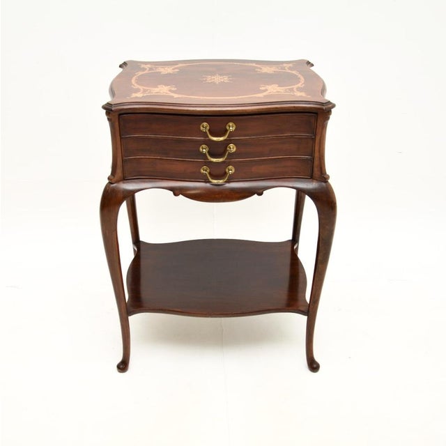 Antique Inlaid Walnut Side Table by Waring and Gillow, 1890 For Sale - Image 3 of 12