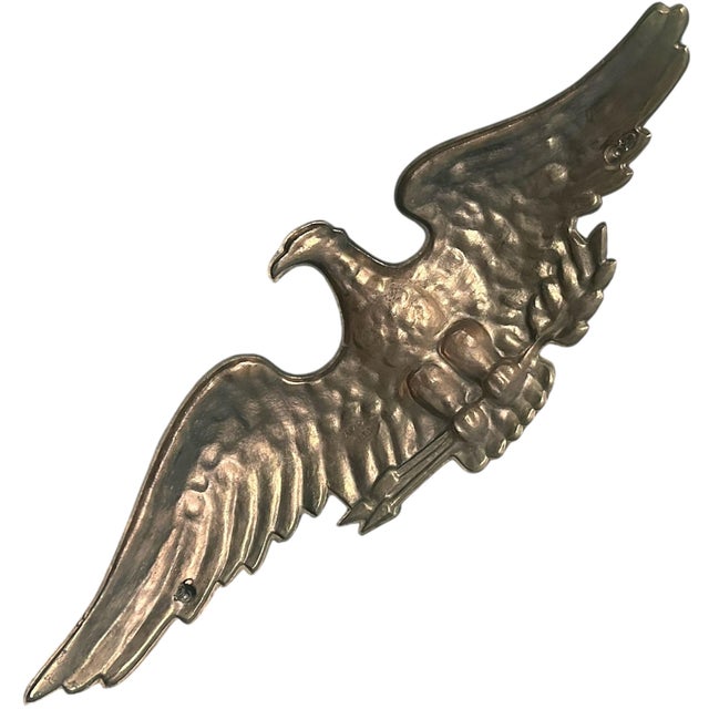 Vintage Brass Eagle Hanging Wall Decor Large 34” 34 Inch Wingspan For Sale - Image 11 of 11