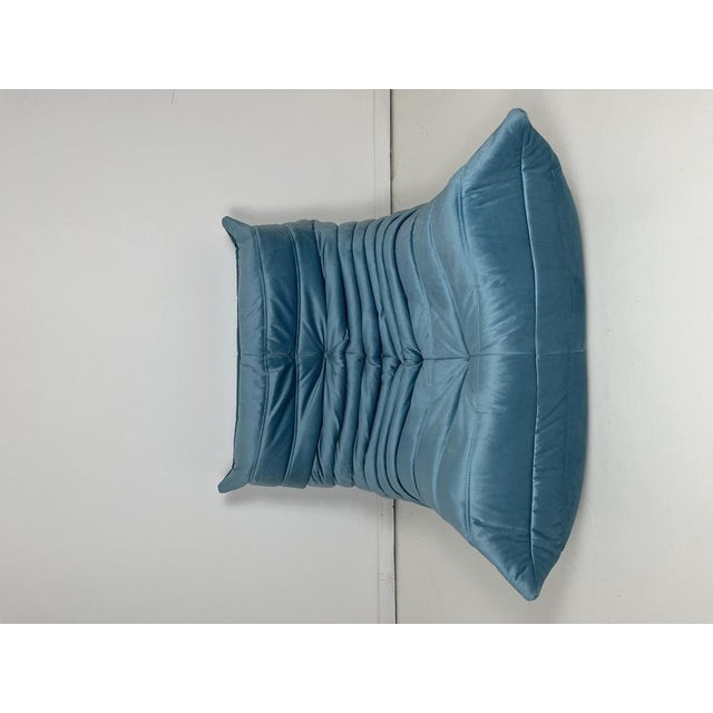 Ligne Roset Blue Velvet Togo Lounge Chair by Michel Ducaroy for Ligne Roset For Sale - Image 4 of 6