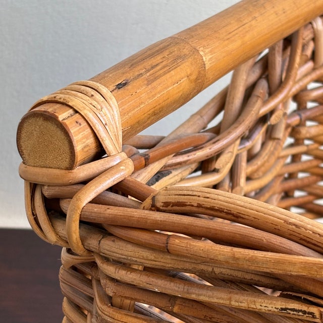 Wood European-Style Wicker Storage / Kindling Basket For Sale - Image 7 of 11