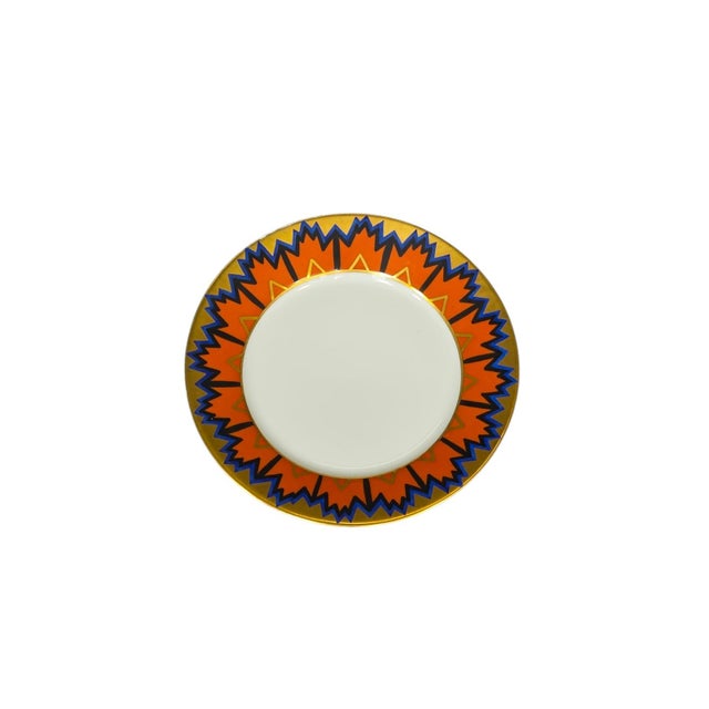 Art Deco Egypt Cup and Saucer with Geometric Sun Pattern and Gilt Feet from Eschenbach Bavaria, Germany, 1920s, Set of 2 For Sale - Image 3 of 17