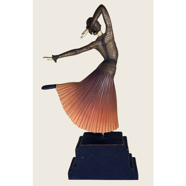 Copper Vintage Dimitri Haralamb Chiparus Ayouta Dancer Sculpture For Sale - Image 8 of 10