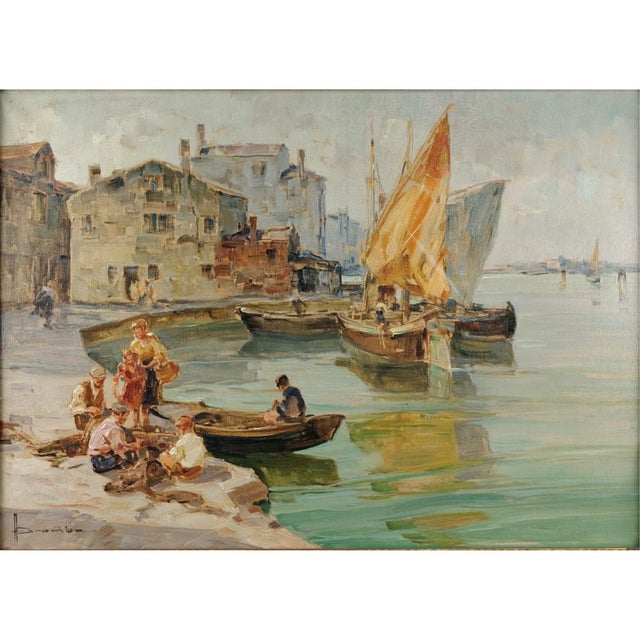 Angelo Brombo, Riva Di Pellestrina, Venice, 1960, Oil on Canvas, Framed For Sale - Image 13 of 18