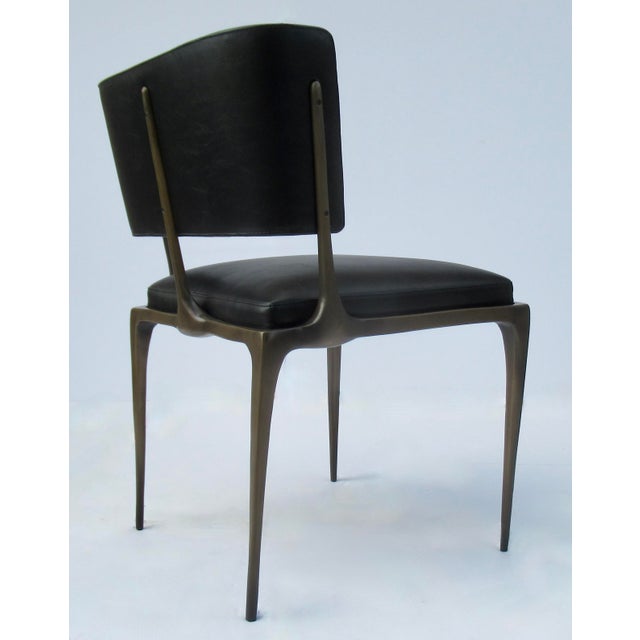 C.1998-99 French Paul Mathieu(Design) for Holly Hunt Showrooms -"Reve" Bronze & Leather Side/Occasional Chairs -Pair For Sale - Image 10 of 18