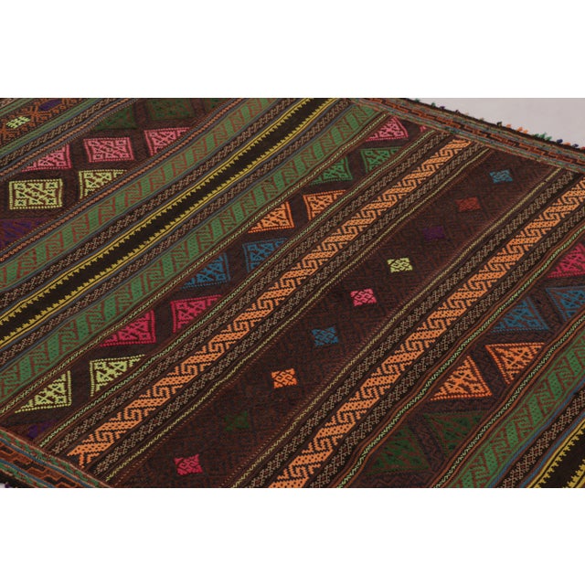 Rug & Kilim Vintage Persian Soumak Kilim, Vibrant Tribal Geometric Patterns - Rug & Kilim For Sale - Image 4 of 8