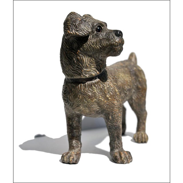 Ceramic 1940s Austrian Standing Terrier Dog Composition Lifesize Figural Sculpture For Sale - Image 7 of 12