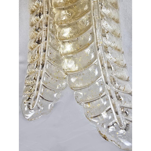 Metal 1980s Pair of Gold Leaves Murano Glass Sconces, Mid Century Modern For Sale - Image 7 of 10