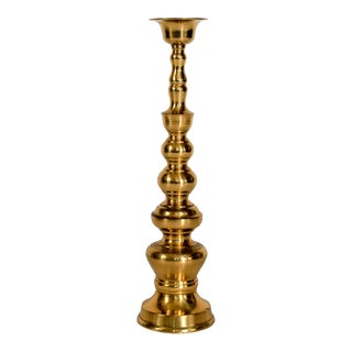 Brass Stacked Candle Holder For Sale