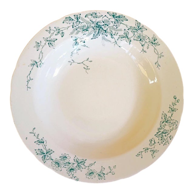 Antique Blue and White Floral Soup Bowls Set of 4 F Winkle Co "Sprays" Victorian Staffordshire China English Cottage Chinoiserie Home Decor For Sale