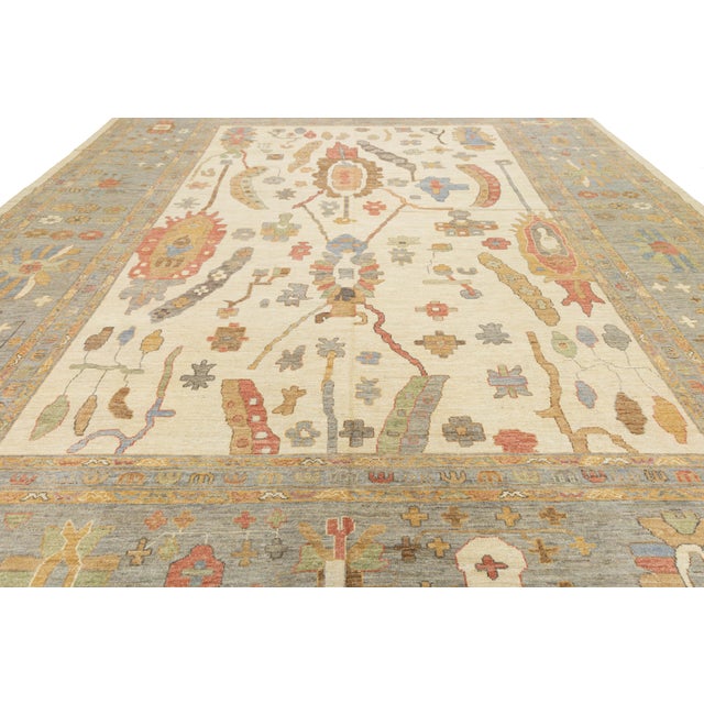 Modern Oushak Style Hand-Knotted Wool Rug – Transitional Neutrals & Earth Tones For Sale In New York - Image 6 of 10