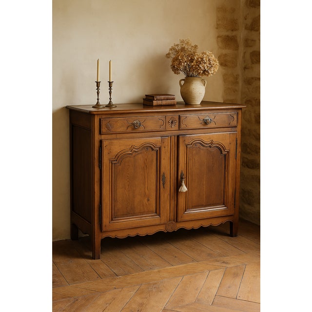 This exceptional Briard buffet d’appui represents the elegance and strength of traditional French provincial furniture....