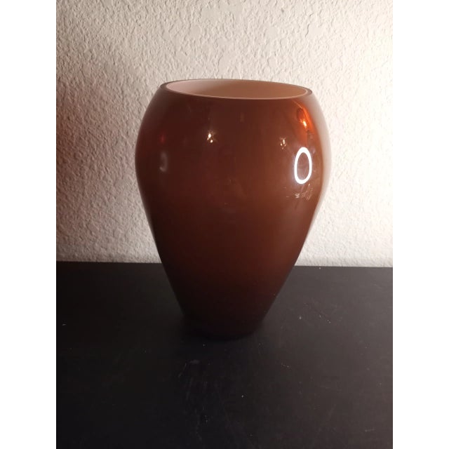 1980s 1980s Hand Blown Brown Ombre Encased Glass Vase For Sale - Image 5 of 6