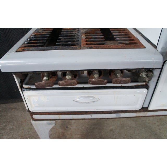 1920s Antique Alcazar Range & Heater Co Acme Enameled Porcelain Gas Kitchen Stove For Sale - Image 5 of 16