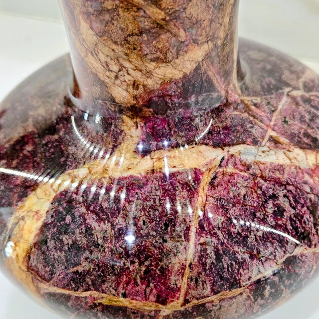 Stone Vintage Polished Bidasar Red Stone Vase For Sale - Image 7 of 10